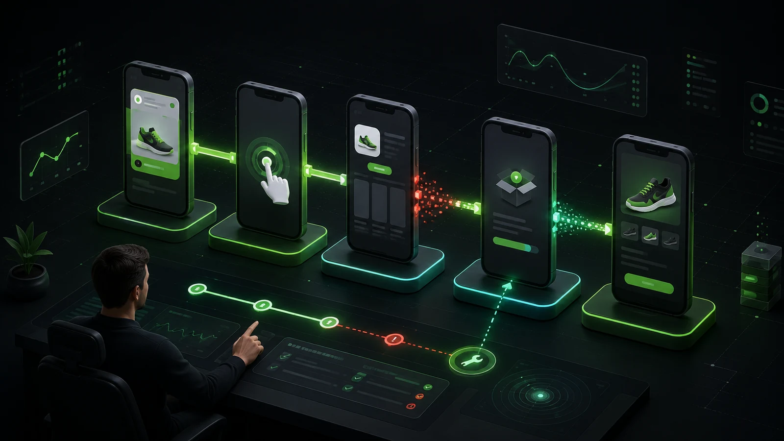 Mobile marketer auditing the journey from an ad click through app installation to the intended product screen